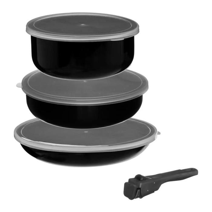 Batterie de Cuisine Amovible "7 Pièces" 28cm Noir | Poêle & Sauteuse Poêle & Sauteuse Noir