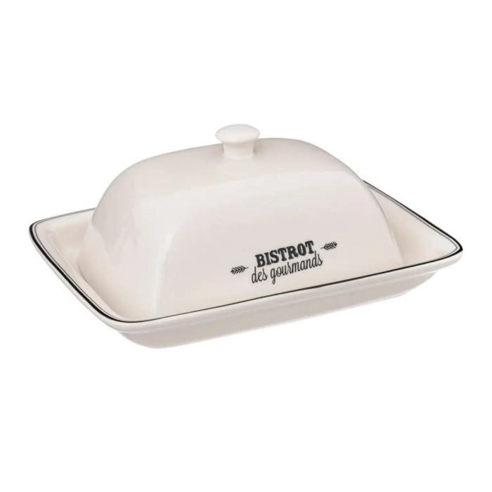 Beurrier en Porcelaine "Bistrot" 19cm Blanc | Beurrier Beurrier Beurrier