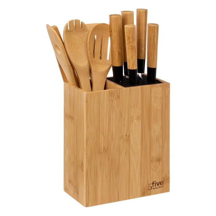 Bloc Couteaux & Ustensiles "Blackbamboo" 35cm Naturel | Couteau de Cuisine Couteau de Cuisine Couteau de Cuisine