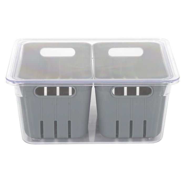 Boîte de Conservation "2 Boîtes" 22cm Gris | Rangement Frigo Conservation Gris