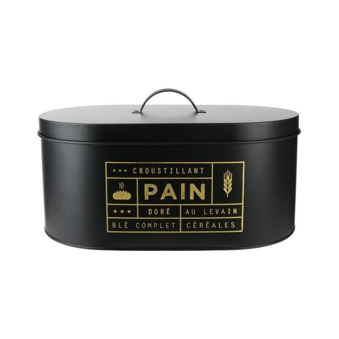 Boîte de Conservation en Métal "Pain" 34cm Noir | Boîte en Métal Boîte en Métal Boîte en Métal