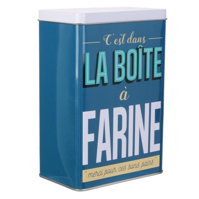 Boîte de Conservation "Ma Boîte à Farine" 18cm Bleu | Boîte en Métal Boîte en Métal Bleu, Blanc & Jaune