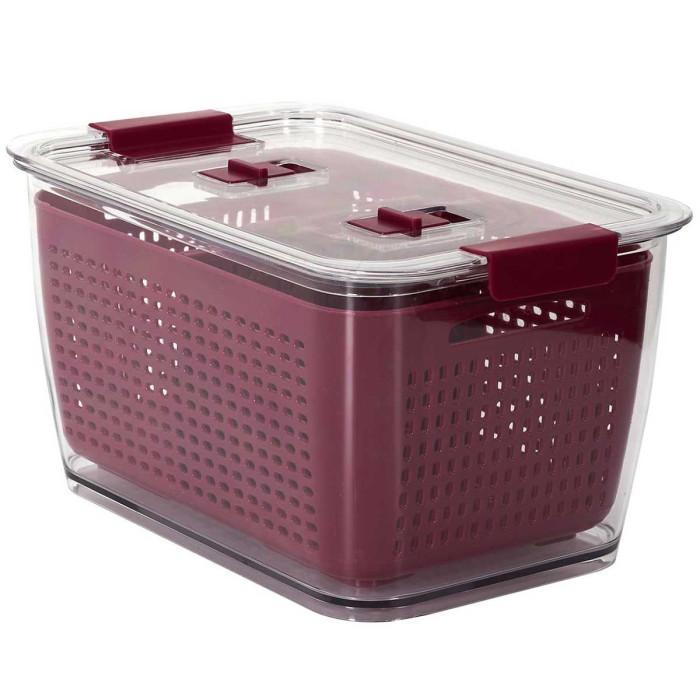 Boîte Fraîcheur "Fruits & Légumes" 28cm Bordeaux | Rangement Frigo Conservation Bordeaux