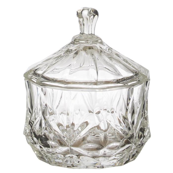 Bonbonnière en Verre "Ciselée" 11cm Transparent | Bonbonnière Boîtes de Rangement Bonbonnière