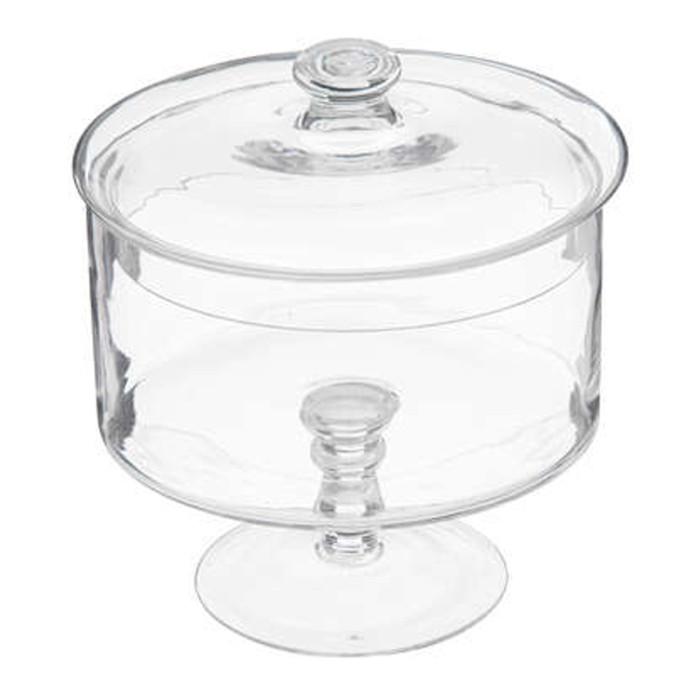 Bonbonnière sur Pied "Gateaux" 21cm Transparent | Bonbonnière Boîtes de Rangement Bonbonnière