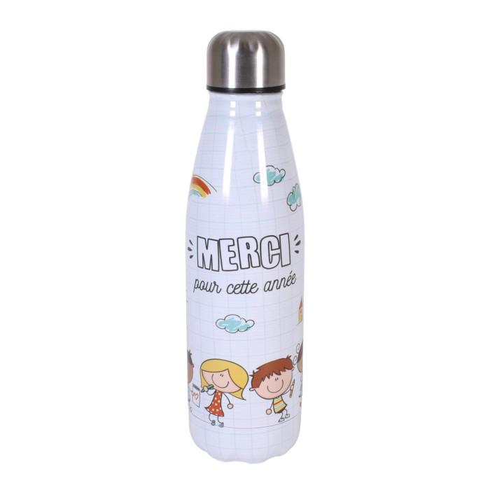 Bouteille Isotherme "Merci" 50cl Blanc | Bouteille Isotherme Bouteille Isotherme Blanc