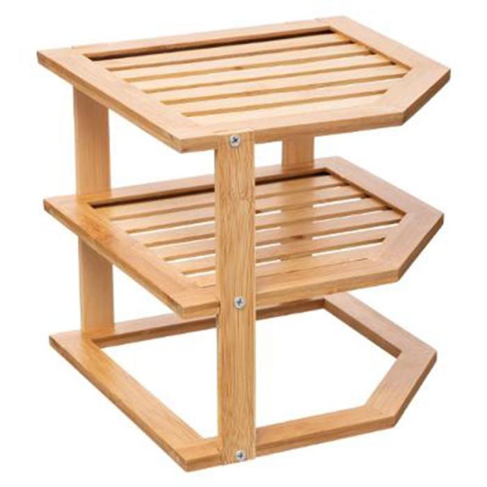 Étagère d’Angle 2 Niveaux "Slant" 25cm Naturel | Porte Serviettes & Essuie Tout Equipement de Cuisine Naturel