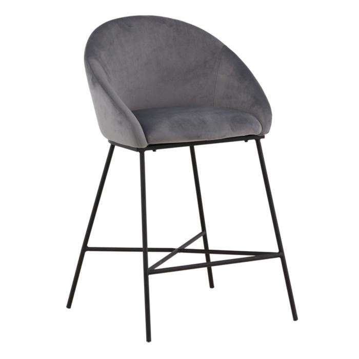 Chaise de Bar en Velours "Alton" 97cm Gris Foncé | Tabouret de bar Cuisine & Bar Gris