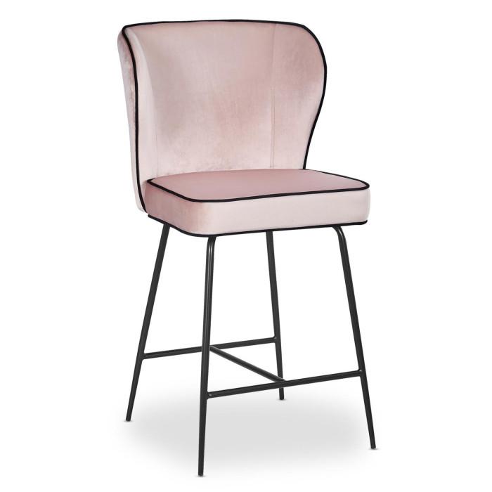 Chaise de Bar Velours Design "Elsa" 100cm Rose | Tabouret de bar Cuisine & Bar Rose