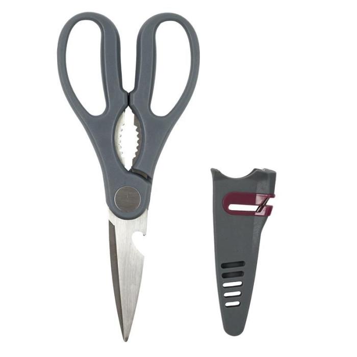 Ciseaux de Cuisine "Fourreau Aiguiseur" 24cm Gris | Petite Découpe Petite Découpe Gris & Rouge