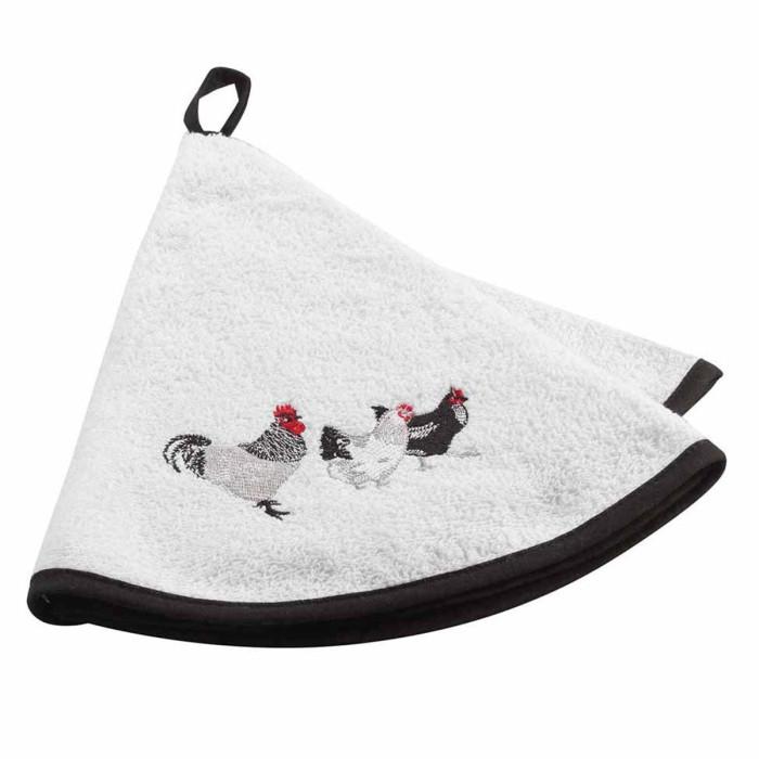 Essuie Main Rond "Auberge" 60cm Anthracite | Torchon & Essuie Main Linge de Cuisine Anthracite & Blanc