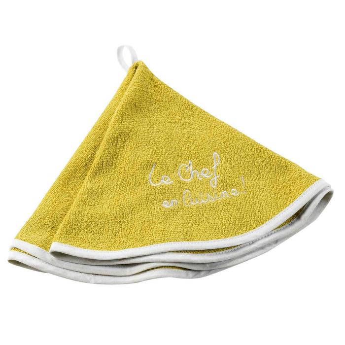 Essuie Main Rond "Cuistot" 60cm Jaune | Torchon & Essuie Main Linge de Cuisine Jaune