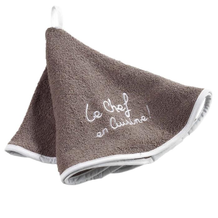 Essuie Main Rond "Cuistot" 60cm Taupe | Torchon & Essuie Main Linge de Cuisine Taupe