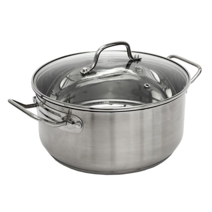 Faitout Avec Couvercle en Verre "Inox" 24cm Argent | Cocotte, Faitout & Marmite Cocotte, Faitout & Marmite Argent