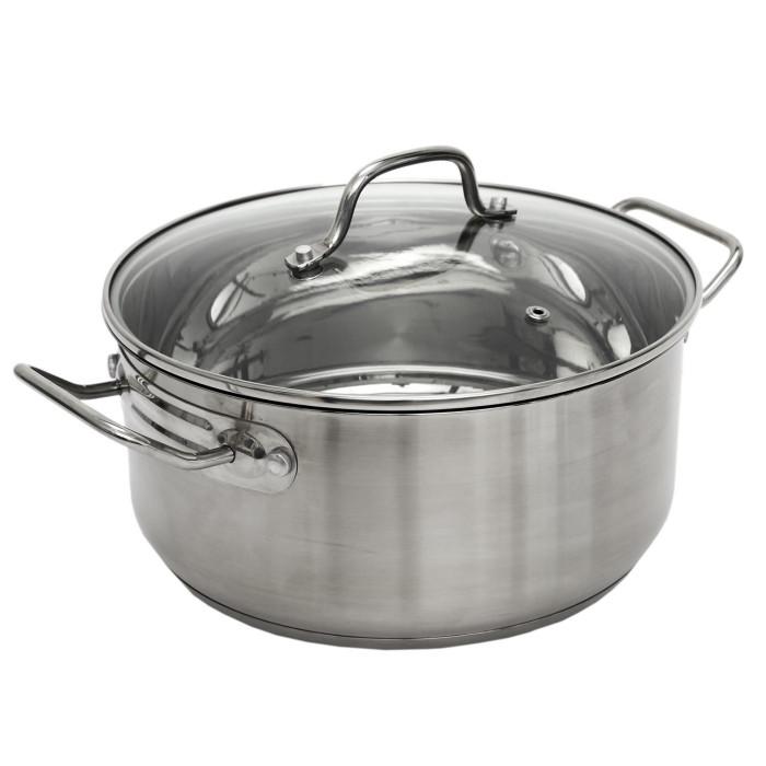 Faitout Avec Couvercle en Verre "Inox" 28cm Argent | Cocotte, Faitout & Marmite Cocotte, Faitout & Marmite Argent