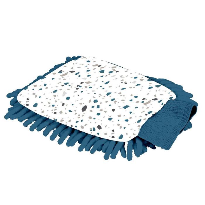 Gant Microfibre "Terrazzo" 23cm Blanc & Bleu | Chiffon Microfibre Chiffon Microfibre Blanc & Bleu