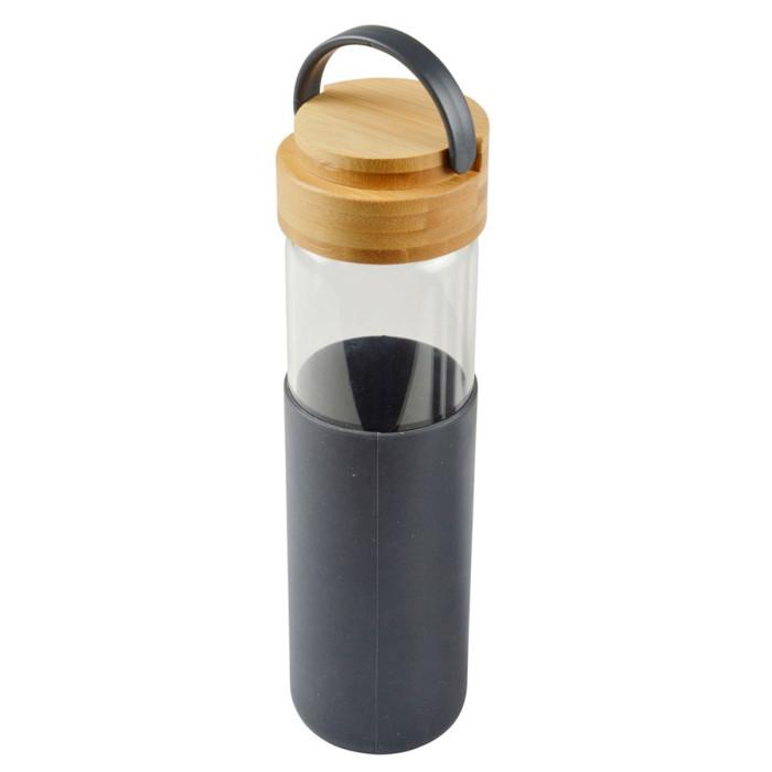 Gourde Bouteille en Verre "Silicone" 0,6L Anthracite | Bouteille Isotherme Bouteille Isotherme Anthracite, Naturel & Transparent