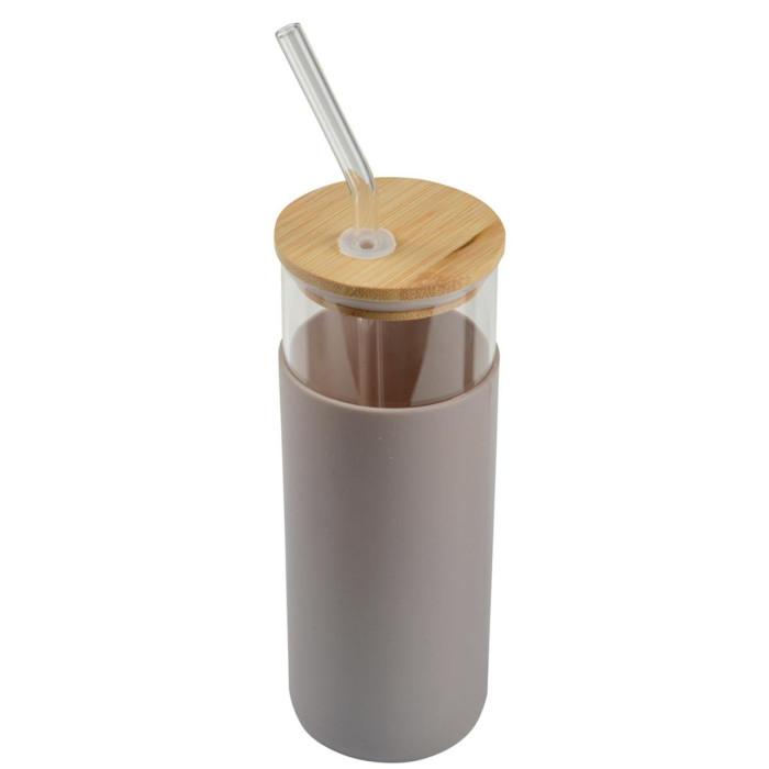 Gourde & Paille en Verre "Silicone" 0,5L Taupe | Bouteille Isotherme Bouteille Isotherme Bouteille Isotherme