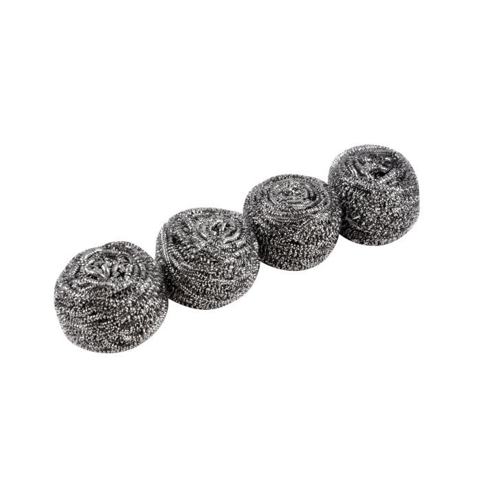 Lot 4 Boules en Inox "Éponge" Gris | Accessoire de Nettoyage Accessoire de Nettoyage Accessoire de Nettoyage