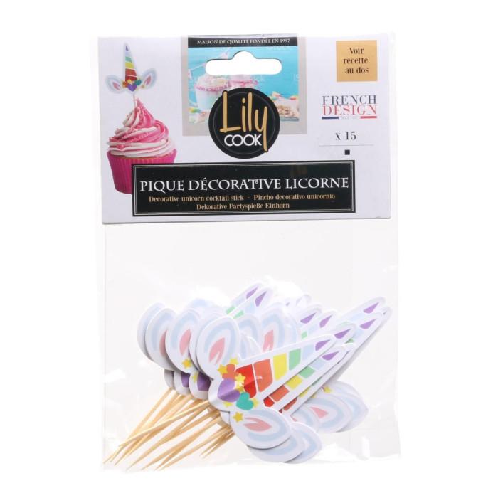 Lot de 15 Piques Déco "Licorne" 8cm Multicolore | Décoration pour Pâtisserie Décoration pour Pâtisserie Décoration pour Pâtisserie