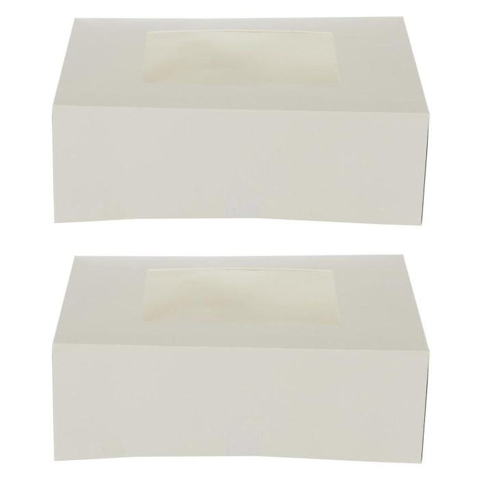 Lot de 2 Boîtes à Gâteaux "Rectangles" 22cm Naturel | Décoration pour Pâtisserie Décoration pour Pâtisserie Décoration pour Pâtisserie