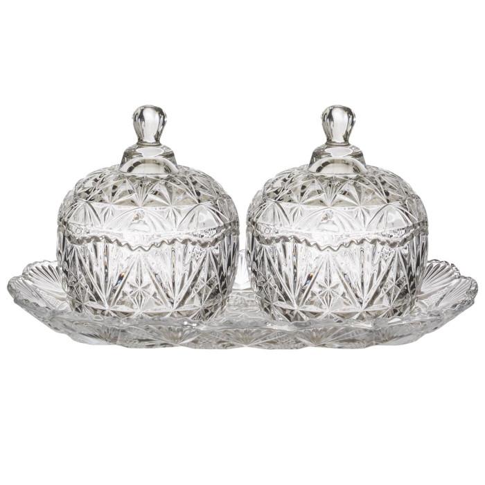 Lot de 2 Bonbonnières "Héléana" 26cm Transparent | Bonbonnière Boîtes de Rangement Bonbonnière