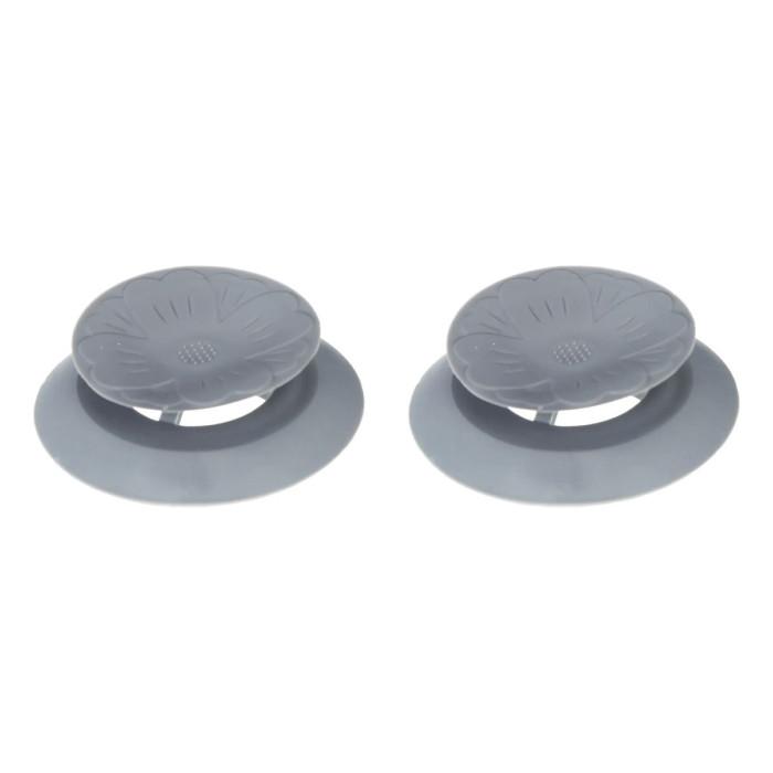 Lot de 2 Bouchons d’Évier "Pluc" 6cm Gris | Tapis d’Évier & Porte-Éponge Equipement de Cuisine Gris