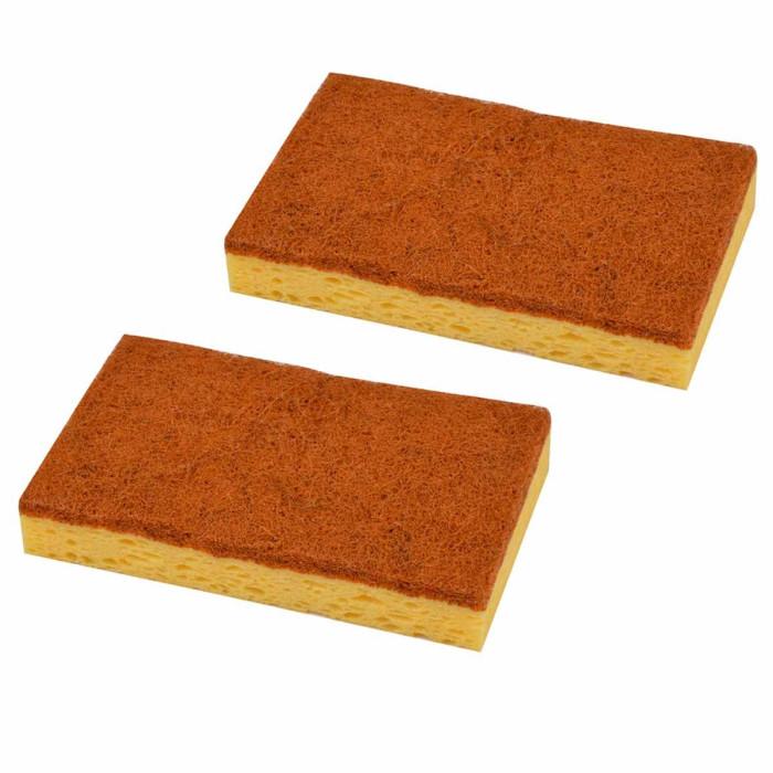 Lot de 2 Éponges Grattantes "Fibres Coco" 11cm Marron | Accessoire de Nettoyage Accessoire de Nettoyage Accessoire de Nettoyage