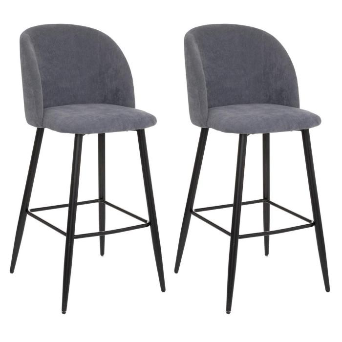 Lot de 2 Chaises de Bar "Céleste" 106cm Gris | Tabouret de bar Cuisine & Bar Gris