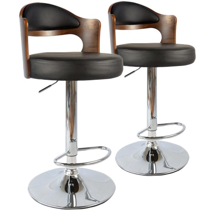 Lot de 2 Chaises de Bar "David" 110cm Noisette & Noir | Tabouret de bar Cuisine & Bar Chêne Clair & Noir