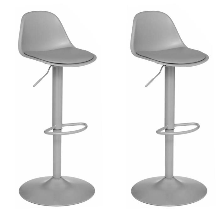 Lot de 2 Chaises de Bar Design "Aiko" 103cm Gris Clair | Tabouret de bar Cuisine & Bar Gris Clair