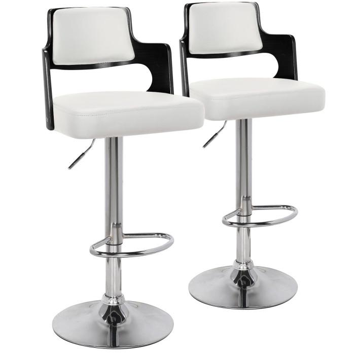 Lot de 2 Chaises de Bar "Paddington" 110cm Noir & Blanc | Tabouret de bar Cuisine & Bar Noir & Blanc