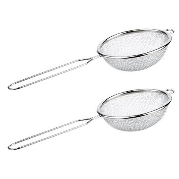 Lot de 2 Passoires à Manche "Inox" 28cm Argent | Passoire, Chinois & Tamis Ustensiles de Cuisine Argent