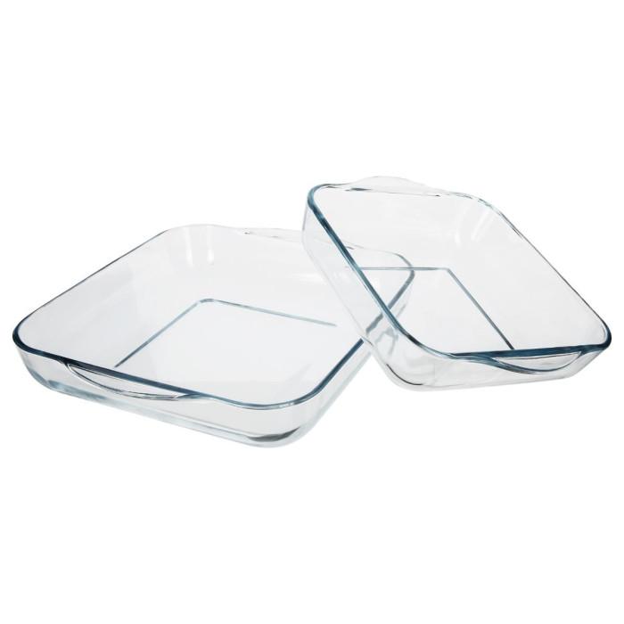 Lot de 2 Plats Culinaires en Verre "Carrées" 28cm Transparent | Plat de Cuisson & Four Plat de Cuisson & Four Plat de Cuisson & Four