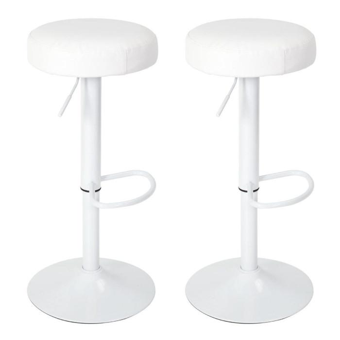 Lot de 2 Tabourets de Bar "Mumford" 63-83cm Blanc | Tabouret de bar Cuisine & Bar Blanc