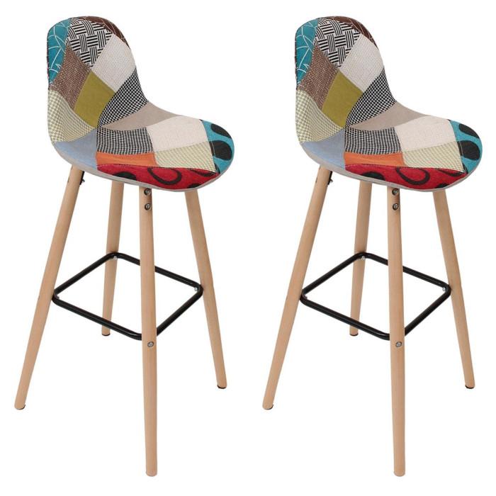 Lot de 2 Tabourets de Bar "Riga" 90cm Multicolore | Tabouret de bar Cuisine & Bar Multicolore