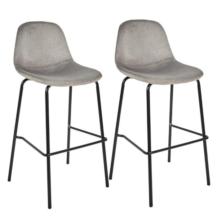 Lot de 2 Tabourets de Bar Velours "Giulia" 100cm Gris | Tabouret de bar Cuisine & Bar Gris