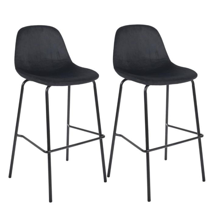 Lot de 2 Tabourets de Bar Velours "Giulia" 100cm Noir | Tabouret de bar Cuisine & Bar Noir