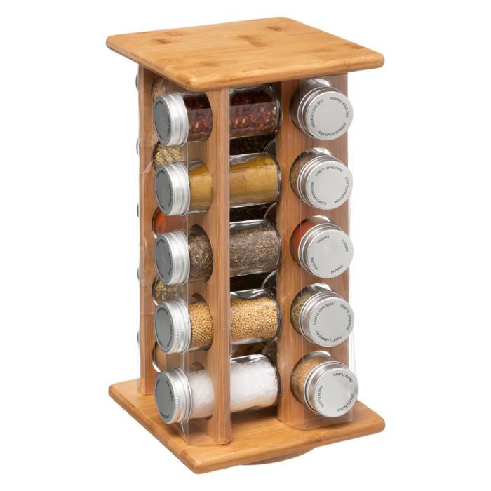 Lot de 20 Pots à Épices "Bambou" 34cm Naturel | Pot à Épices & Porte-Épices Boîtes de Rangement Naturel