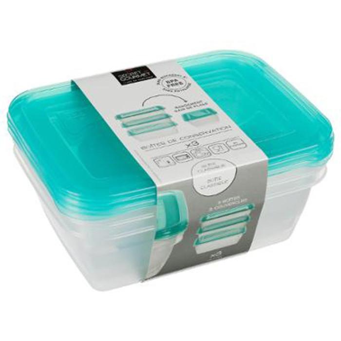 Lot de 3 Boîtes de Conservation "Fresh & Freeze" 1,25L Bleu | Boîte de Conservation Boîte de Conservation Bleu