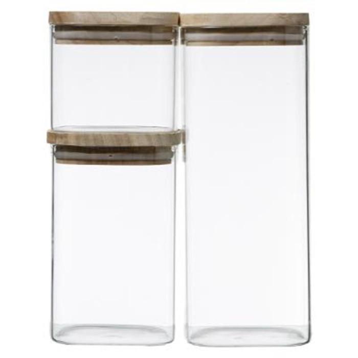 Lot de 3 Bocaux "Empilables" 24cm Transparent | Bocal en Verre Bocal en Verre Bocal en Verre