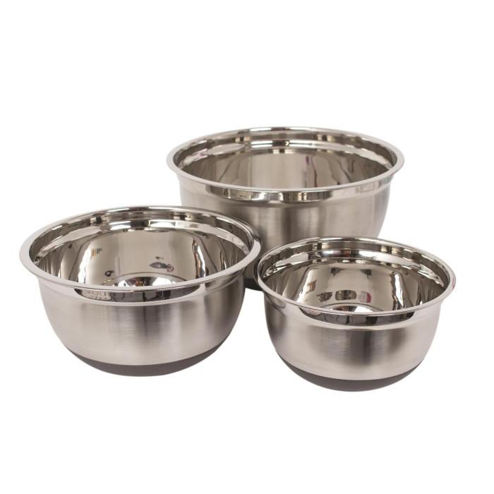 Lot de 3 Bols Inox "Cuisine" 25cm Argent | Bol de Préparation Bol de Préparation Argent