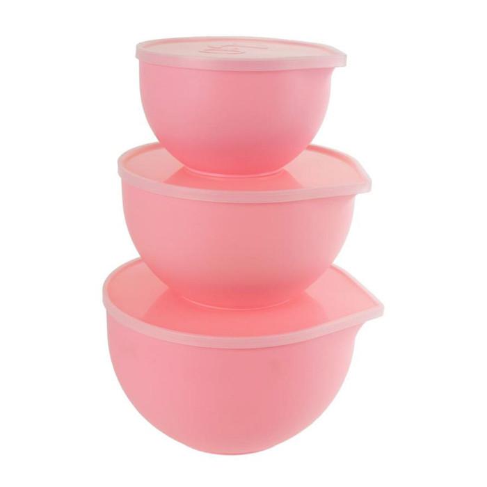 Lot de 3 Bols Pâtissiers "Couvercles" 24cm Rose | Bol de Préparation Bol de Préparation Bol de Préparation