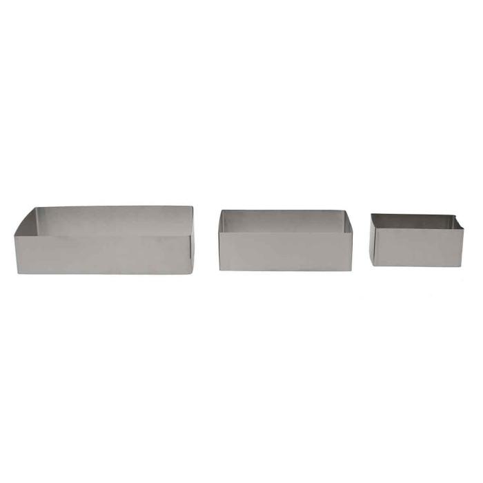 Lot de 3 Cadres à Pâtisserie "Rectangulaires" 20cm Argent | Cercle à Pâtisserie & Emporte-Pièce Cercle à Pâtisserie & Emporte-Pièce Argent