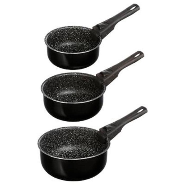 Lot de 3 Casseroles Poignée Amovible "Pierre" 20cm Noir | Casserole Casserole Casserole