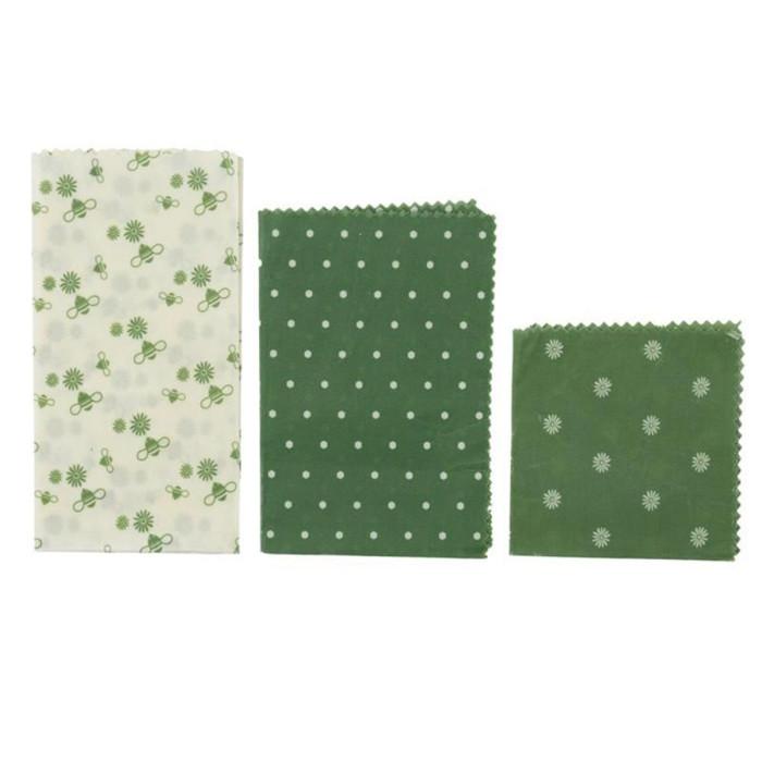 Lot de 3 Emballages Alimentaires "Cire Abeille" 35cm Vert | Accessoire de Conservation Accessoire de Conservation Accessoire de Conservation