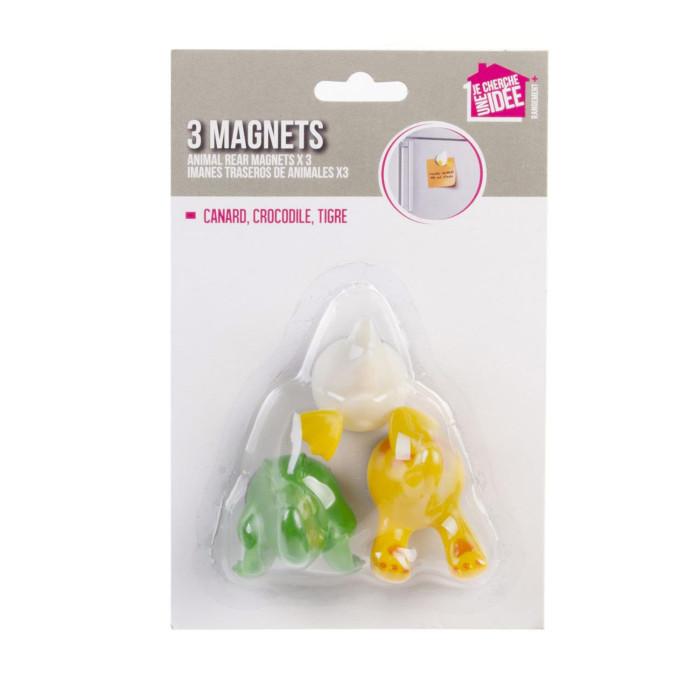 Lot de 3 Magnets "Derrière d’Animaux" 5cm Multicolore | Accessoire de Conservation Accessoire de Conservation Accessoire de Conservation