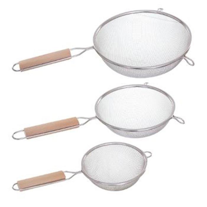 Lot de 3 Passoires Inox & Bois "Sieve" 35cm Argent | Passoire, Chinois & Tamis Passoire, Chinois & Tamis Argent