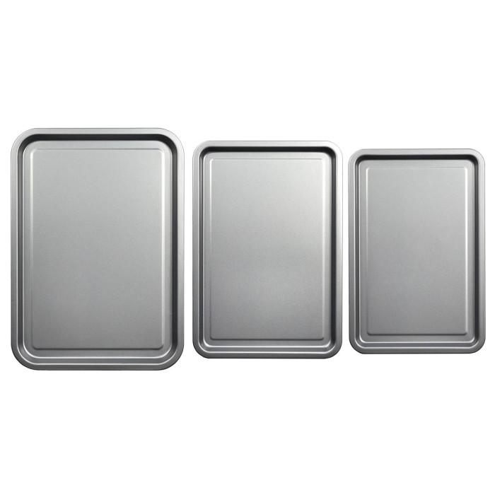 Lot de 3 Plaques de Cuisson "Baking" 35cm Argent | Plaque à Pâtisserie & Tapis de Cuisson Plaque à Pâtisserie & Tapis de Cuisson Argent