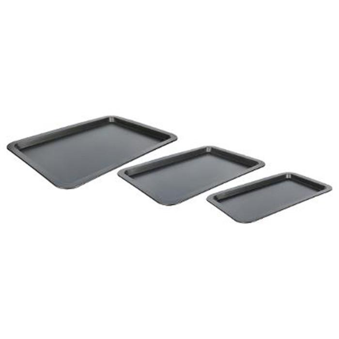 Lot de 3 Plaques de Cuisson "Steel" 48cm Gris | Plaque à Pâtisserie & Tapis de Cuisson Plaque à Pâtisserie & Tapis de Cuisson Gris Foncé